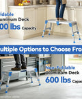 Heavy Duty Aluminum Work Platform Supports Up To 600 Lbs With One Touch Automatic Fold Stable On Steps With Reinforced Non Slip Top And Wide Legs Quick Two Step Fold No Tools Required For Diy And Pros, foldable deck