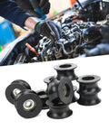 Ten black nylon-coated deep-U roller pulleys with 608ZZ bearings for rail applications