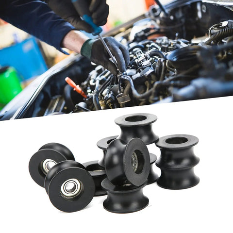 10 Pack Heavy Duty U Groove Pulley Roller Bearing With Nylon Coated U Shaped Guide Rail Wheels For Sliding Doors Wardrobes Cabinets Tracks Smooth Glide Deep Groove Ball Bearing Roller Wheel, black