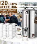 Big Crowd Ready Coffee Urn 120 Cup 20L Stainless Steel Double Wall Percolator With 1300W Quick Brew Hot Beverage Dispenser on table