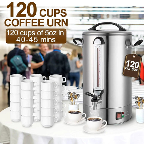 Big Crowd Ready Coffee Urn 120 Cup 20L Stainless Steel Double Wall Percolator With 1300W Quick Brew Hot Beverage Dispenser on table