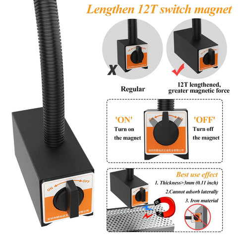 Heavy Duty Magnetic Work Light With 23 Inch Flexible Gooseneck Ultra Strong 12T Magnet Base LED Machine Lamp control features