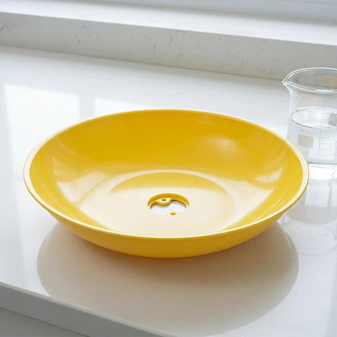 Eyewash Bowl Replacement Basin For Eyewash Stations, 11.81 Inch Yellow ABS Plastic Safety Receptor Basin, top view