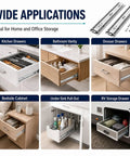 Heavy Duty Stainless Steel Drawer Slides 500 Lb Capacity Full Extension Rails Side Mount Industrial Grade Built To Haul Heavy Loads With Smooth Quiet Operation 2.5mm Steel Build used in kitchen, vanity, dresser, bedside, sink, and RV drawers