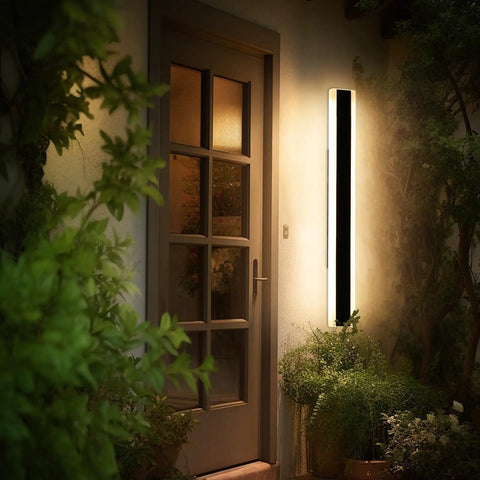 Dope Outdoor Wall Sconce Lights With Three Color Temperatures 3000K 4500K 6000K For Patio Yard Garage, Modern 31.4 Inch Acrylic Panel Exterior Porch Lamp, IP65 Waterproof, Large Minimalist Wall Light