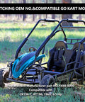 Go-kart in grassy field compatible with Coleman Powersports CK196-T, KT196, KT194, 196cc, 6.5 HP, left and right steering knuckle.