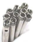 Close-up of JINGLING 5mm diamond drill bit set, 20 pcs, silver steel with diamond grit tips for glass ceramic tile