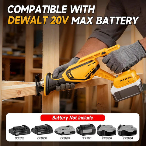 Cordless Reciprocating Saw Bare Tool Compatible With 20V Max Batteries cutting wood, no battery included.