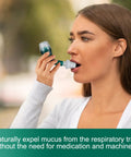 Person using Lung Workout Breathing Compact Device With PEP Therapy For Mucus Clearance Portable Handheld Exhalation Trainer