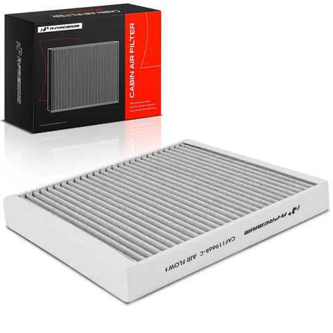 Beefed Up Cabin Air Filter With Activated Carbon For Chevy GMC Cadillac Buick Cars And SUVs displayed with packaging