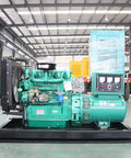 Beefy Industrial Grade Silent Portable Generator Set With High Power Output For Emergency Backup, in warehouse setting.