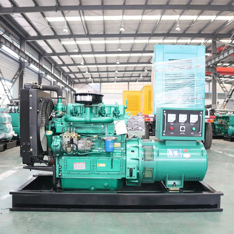 Beefy Industrial Grade Silent Portable Generator Set With High Power Output For Emergency Backup, in warehouse setting.