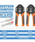 DC02 8 Piece Wire Crimp Kit For Deutsch Connectors And Weather Pack Terminals With Connector Removal Tools shown