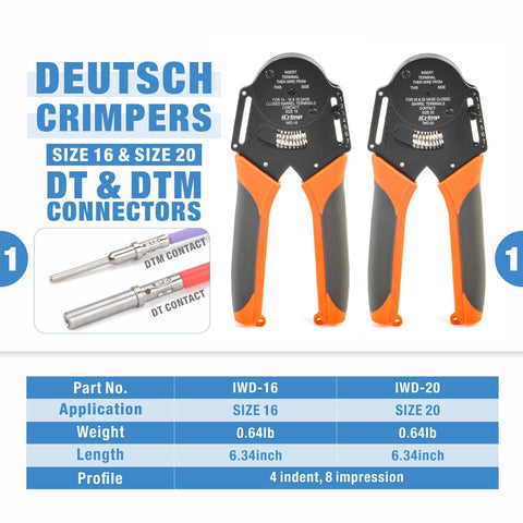DC02 8 Piece Wire Crimp Kit For Deutsch Connectors And Weather Pack Terminals With Connector Removal Tools shown