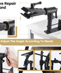Heavy Duty Bike Repair Stand With Adjustable Clamp, Wall Or Bench Mount, Holds Up To 88 Lbs, Easy Maintenance for Road and Mountain Bikes mounted on bench