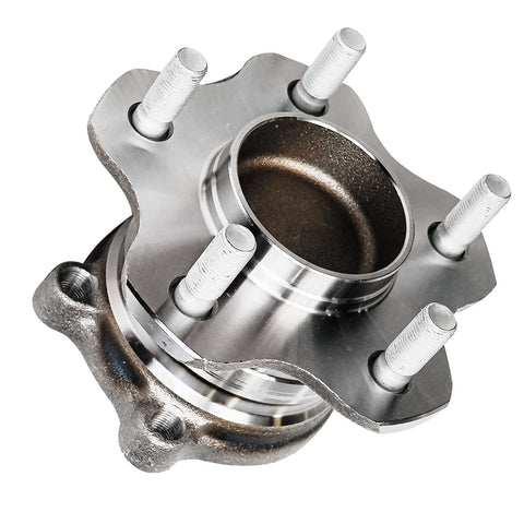 Rear Wheel Bearing And Hub Assembly For Nissan Altima 2007-2018, Maxima 2009-2019, Pathfinder 2013-2020, Murano 2015-2023, Infiniti QX60 2014-2020, JX35 2013, 5 Lug With ABS Direct Fit Replacement, shown in detailed close-up.