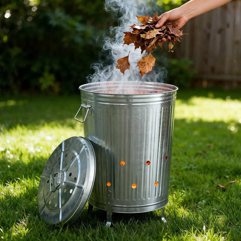 Outdoor 20 Gallon Burn Barrel For Backyard Burning Trash Leaves And Paper Galvanized Steel Metal Burn Can Cage Bin With Lid And Vent Holes