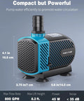 Dope 800 GPH Submersible Aquarium Pump with 45W Motor, compact size, blue with black details, side view showing dimensions.