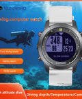 Diver underwater wearing Workhorse Scuba Diving Computer Watch D3 With 100m Depth, NDL OTU CNS Alerts, Digital Compass.