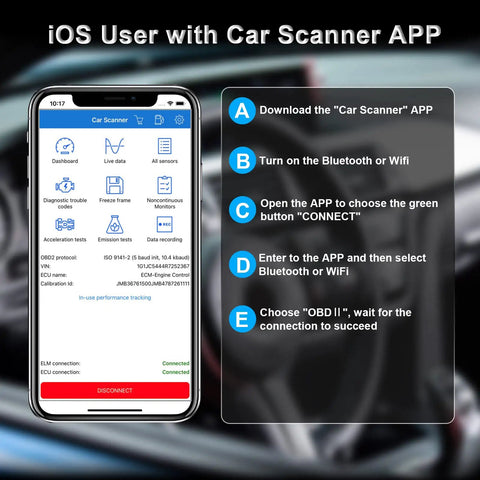 Guide for iOS users with OBD2 Bluetooth Car Diagnostic Scanner For iOS And Android Plug And Play Wireless Code Reader