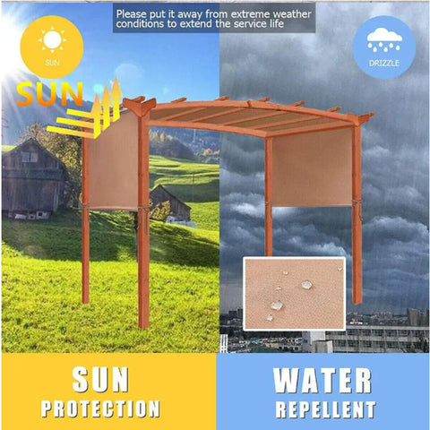 Waterproof Pergola Shade Cover For Outdoor Patio Replacement Canopy Top With Grommets showing sun and water protection
