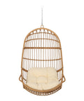 Mariah Wicker Hanging Chair With Cushion For Indoor Outdoor Chill Lounger, cozy basket swing chair in light brown and beige