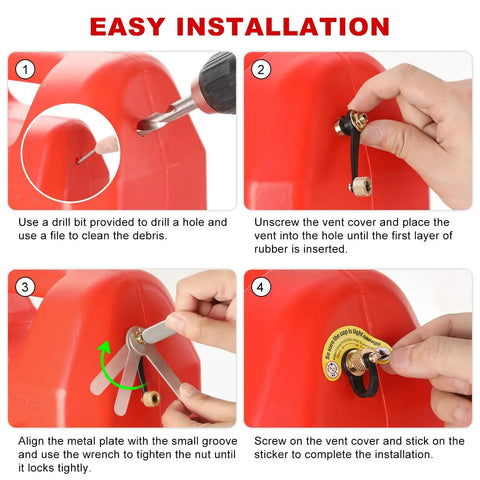 Installation steps for Six Pack Universal Gas Can Vent Caps Replacement Vent Plugs For Faster Flow Leak Proof Sealing Ethanol Resistant Rubber