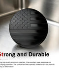 Fresh Dope Matte Black American Flag Wheel Center Cap Stickers 4 Pack 56Mm close-up of aluminum hub cap with flag design.