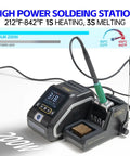 Pro Grade 200W Digital Soldering Station Kit With Three F210 And Six F245 Tips on display showing temperature settings