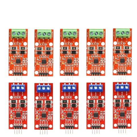 TTL To RS485 Converter Module Kit 1 to 10 pieces with MAX3485 MAX13487 transceiver, side by side on white background