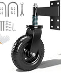 8-Inch Heavy-Duty Gate Wheel With 600 Lb Capacity, Spring-Loaded Caster, 360 Degree Rotation, installation hardware