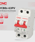 Front view of Beefy DC Miniature Circuit Breaker, 2 Pole 63A 1000V Isolator for Solar PV System, Thermal Magnetic Trip