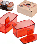 Two Pack Red Musubi Maker Kit Nonstick BPA Free Sushi Mold with packaging and mold pieces displayed