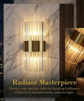 Gold Wall Sconces Set Of Two Modern Crystal Sconce Lighting For Living Room Hallway And Bathroom 2 Light Brass Glass Wall Fixtures