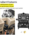 Pressure Switch For Two Stage Air Compressor Five To Seven And A Half HP 135 To 175 PSI With Unloader And Four Port On Off Lever