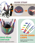 EHUCONHEEL Full Body Mesh Patient Lift Sling Universal Transfer Aid, features guide strap and color-coded loops for easy use.