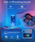 Bedroom scene with Jellyfish Lamp Bluetooth Speaker With White Noise on table, emitting soft colorful light near sleeping child.