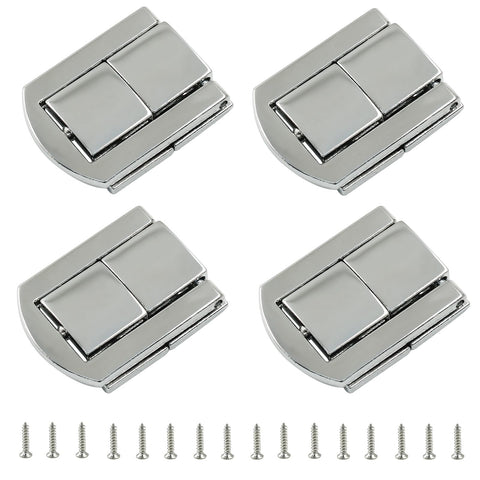 Four Piece Toggle Catch Locks Set 1.22 By 0.94 Inch Rectangle Mini Hasp Clasp Zinc Alloy With Screws Silver Finish