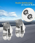 Rock Solid 304 Stainless Steel V Groove Plate Casters Heavy Duty Sliding Gate Track Rollers With Double Ball Bearings on smooth track.
