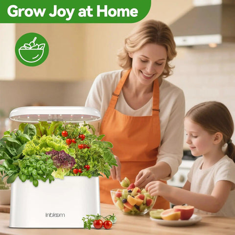 Woman and child using All In Seed Pod Kit For AeroGarden iDOO And Ahopegarden Systems With Seven Heirloom Varieties in kitchen