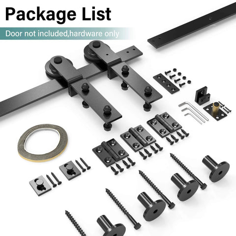 Bifold Door Hardware for Closet: Heavy Duty Bi Fold Barn Door Hardware Kit - 54" Track Folding System parts and tools shown in package list