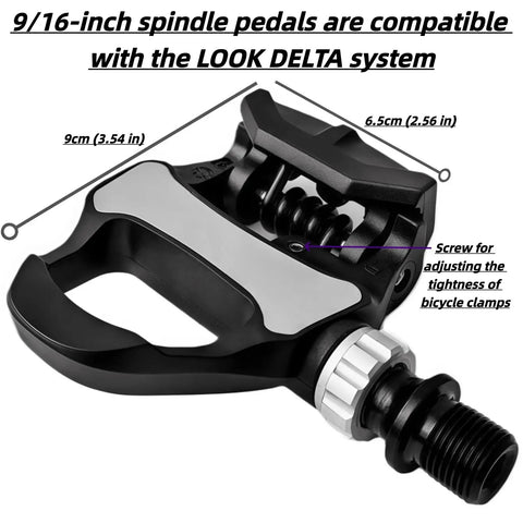 3 In 1 Indoor Cycling Pedals With Look Delta Compatibility, Clips And Cleats Included, Platform Or Toe Clip Modes, 9/16 inch size