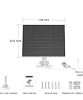5W Solar Panel Charger for Eufy outdoor cameras with 7.28x6.22 inch panel, USB adapter, wall mount, screws, and manual
