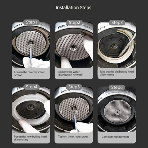 Installation steps for 51mm Silicone Steam Ring Replacement for Espresso Machines, focusing on Delonghi EC models