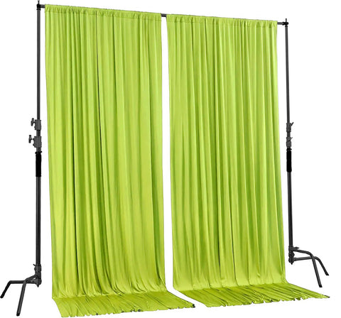 Light Green Polyester Backdrop Curtains Panels Two Pack 10 Feet By 8 Feet With Rod Pockets Wrinkle Resistant Ideal Wedding Ceremony And Party Decor For Home Windows