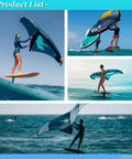 Go Anywhere Packable Inflatable Wing with Hydrofoil for wing foiling on water, showcasing surfboard and wingsurfer hybrid in action