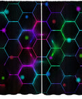 Lit Neon Curtains With 3D Neon Lights Pattern And Honeycomb Design for kids and teens rooms modern living room window drapes