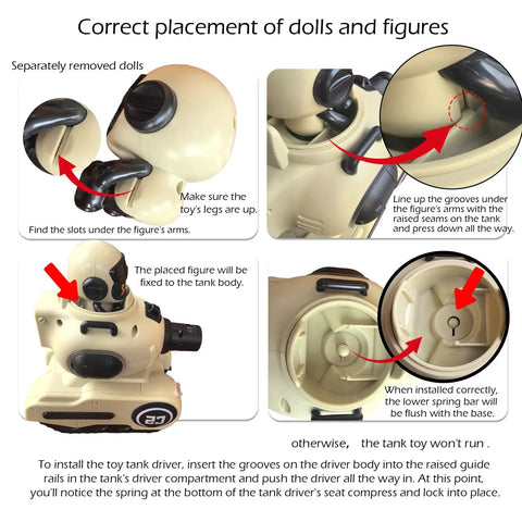 Instructional diagram for placing figures in 2 Pack Infrared RC Battle Tanks With Realistic Sound Effects.