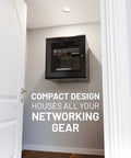 12U Enclosed Wall Mount Network Rack with Dual 1U Shelves in home setup