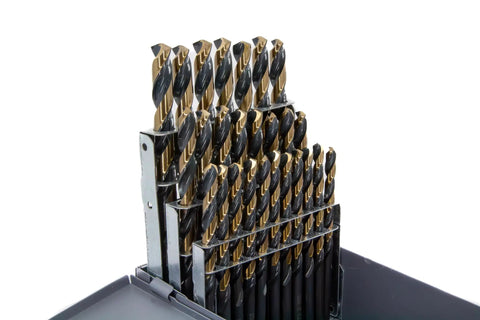 KFD26J-SET 26 Piece Heavy Duty High Speed Steel Drill Bit Set A To Z Sizes organized in metal case